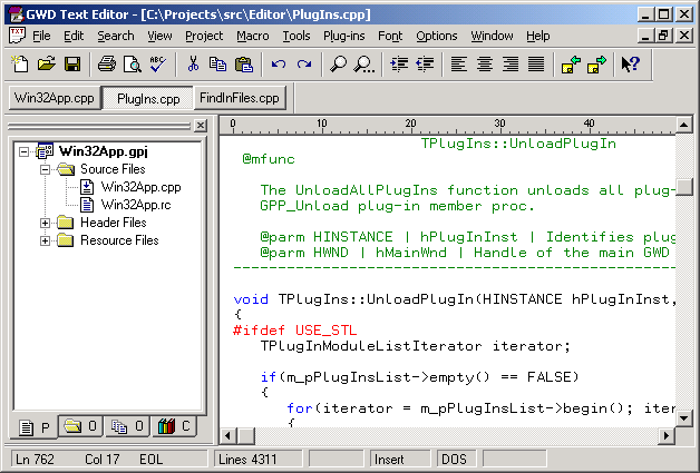 Screenshot of GWD Text Editor 3.2